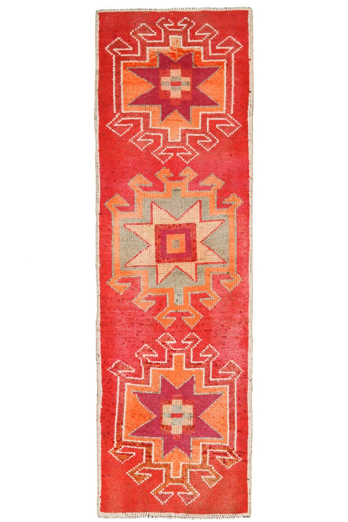 El yapımı vintage yolluk 89x300 cm oryantal desenli yün - farklı açıdan görünüm