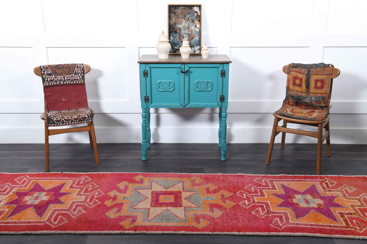 El yapımı vintage yolluk 89x300 cm oryantal desenli yün - desen detayı