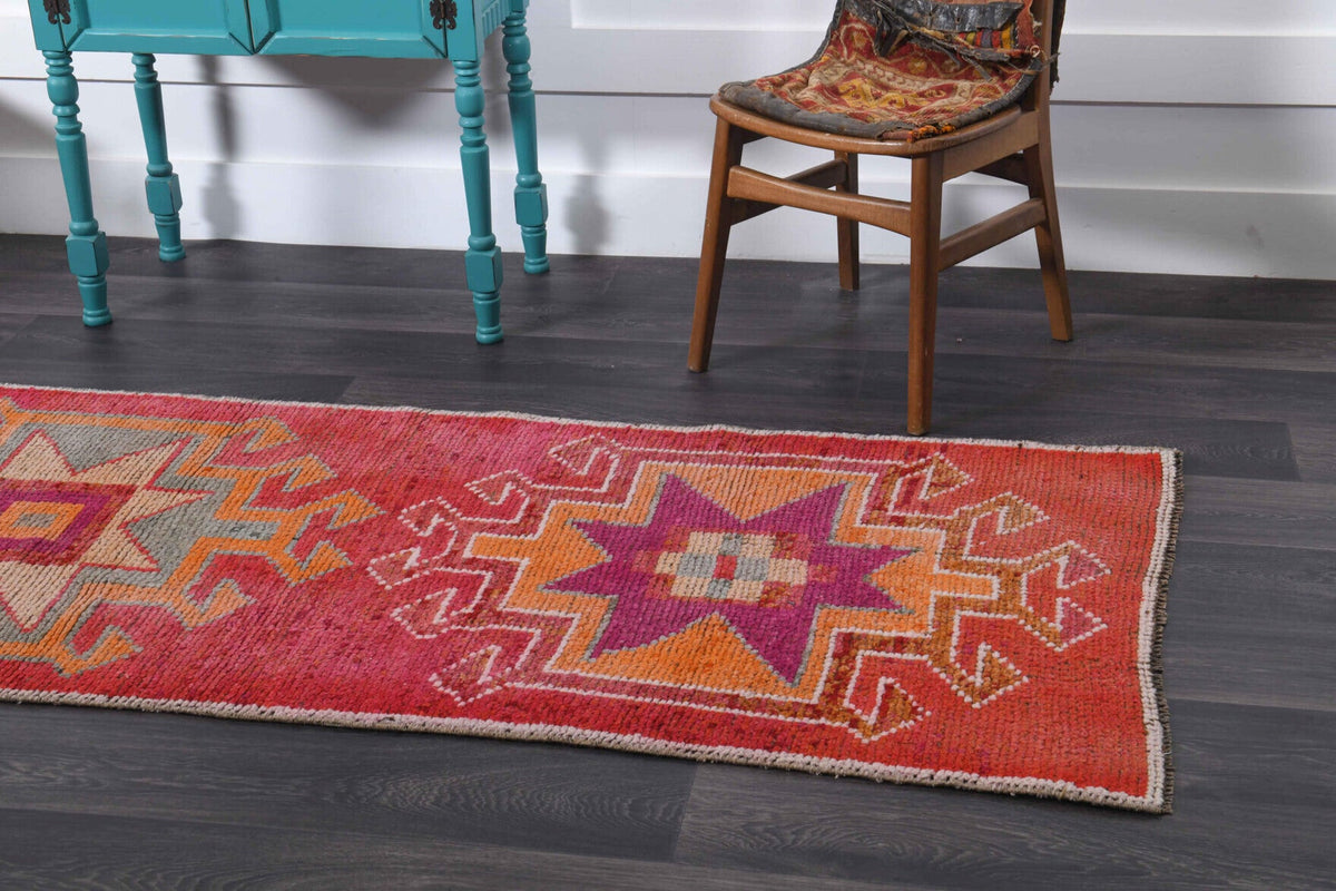 El yapımı vintage yolluk 89x300 cm oryantal desenli yün - mekan görünümü