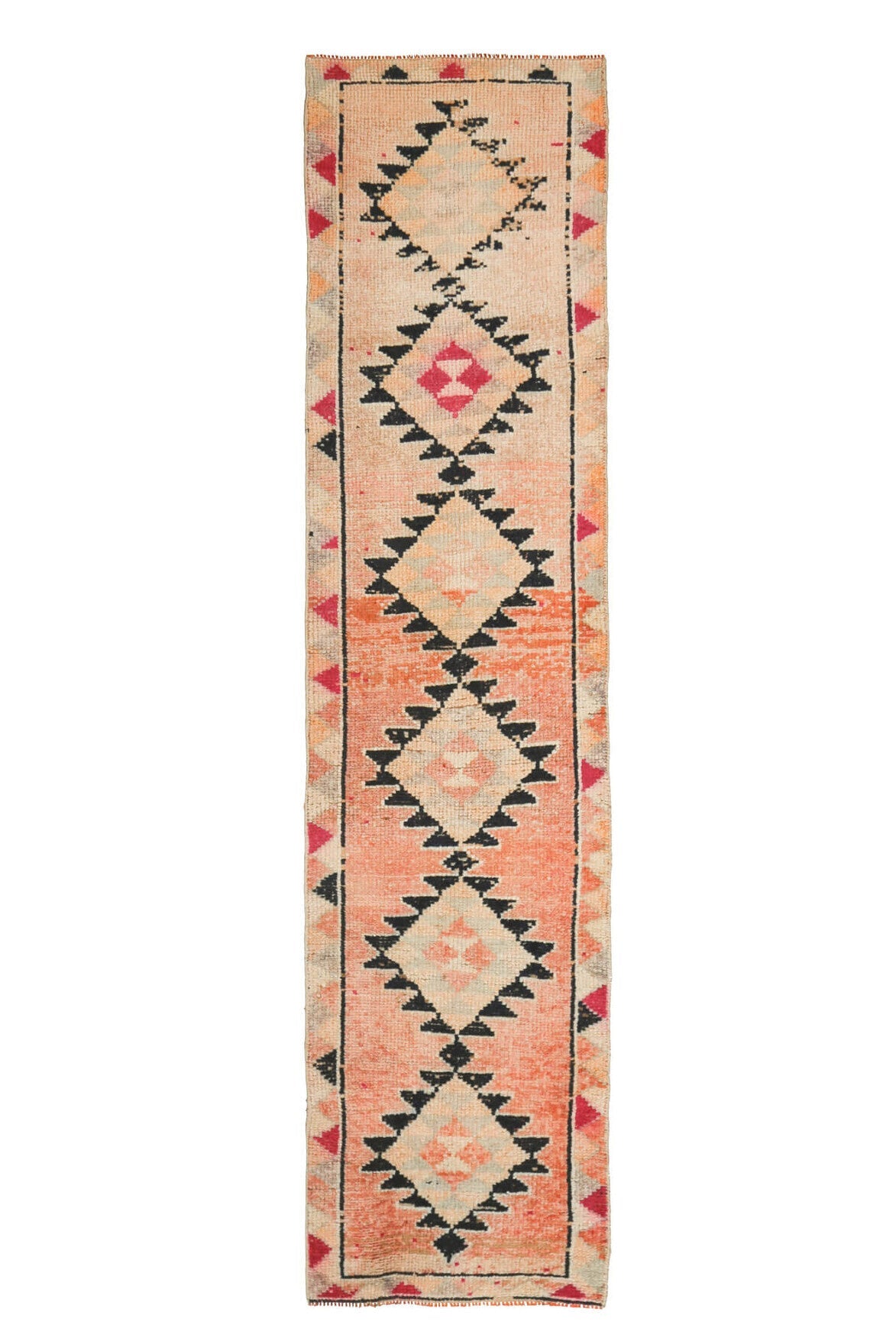 El yapımı vintage yolluk 79x340 cm oryantal desenli yün - farklı açıdan görünüm