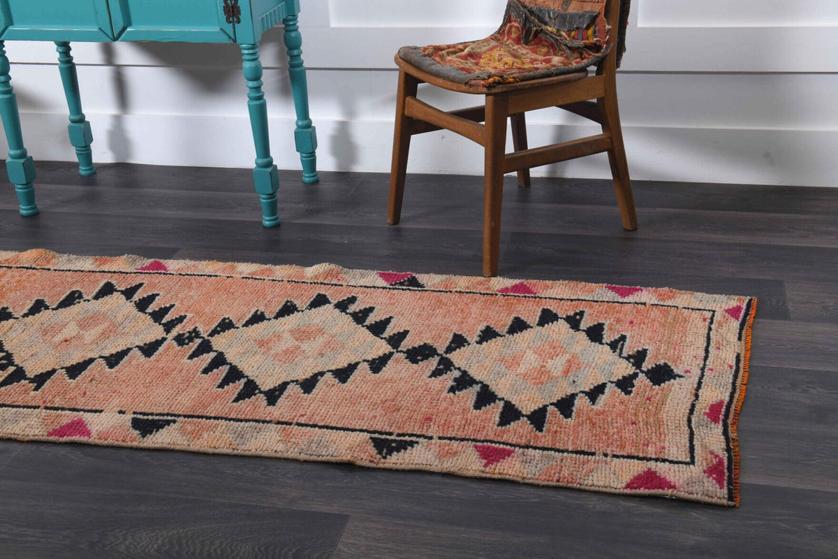 El yapımı vintage yolluk 79x340 cm oryantal desenli yün - mekan görünümü