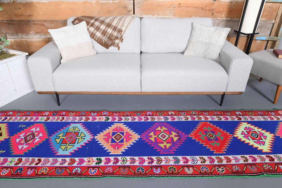 El yapımı vintage yolluk 61x335 cm i̇kat desenli yün - desen detayı