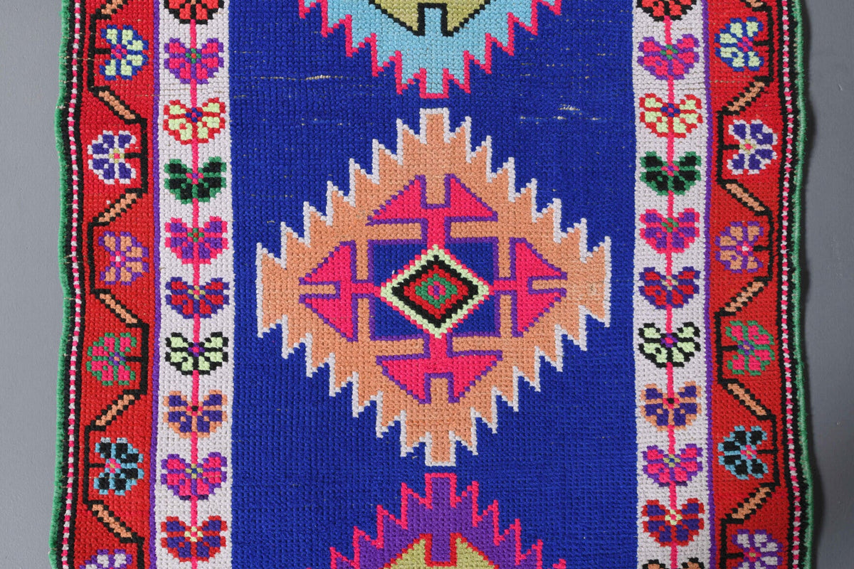 El yapımı vintage yolluk 61x335 cm i̇kat desenli yün - farklı açıdan görünüm