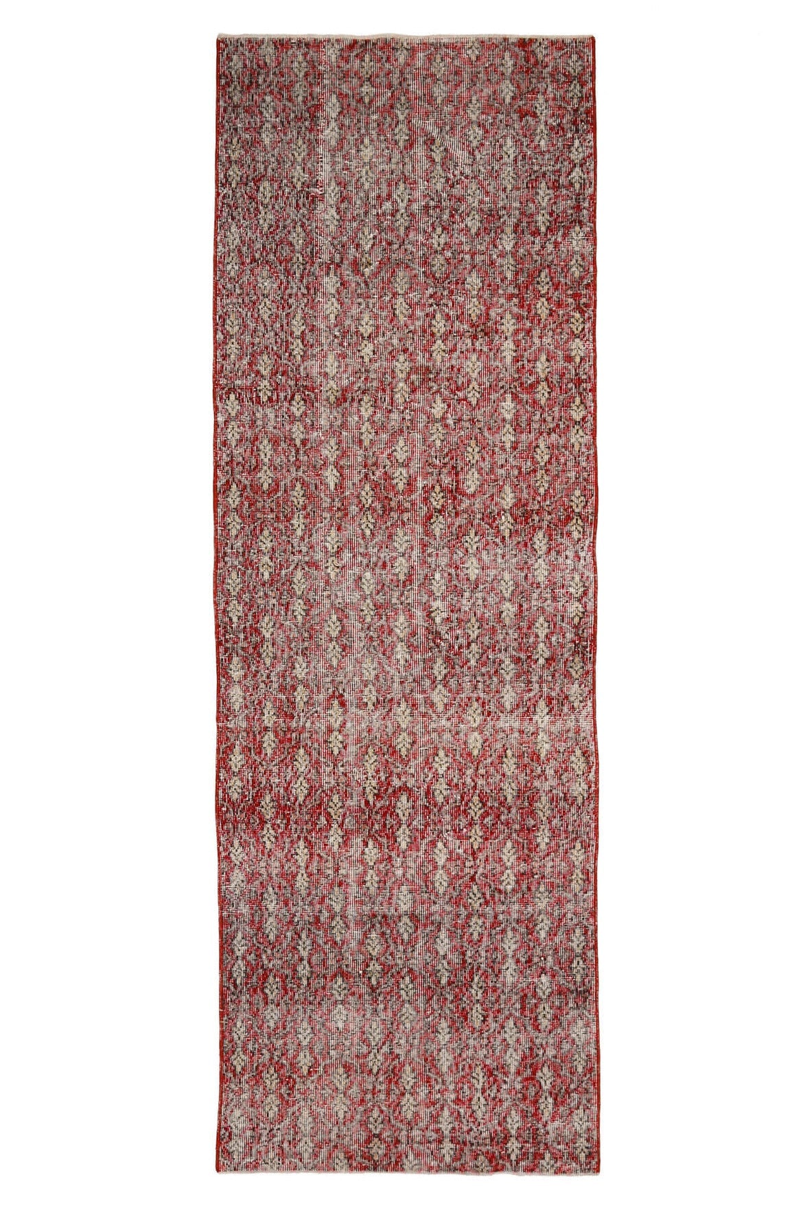 El yapımı vintage yolluk 91x272 cm damask desenli yün