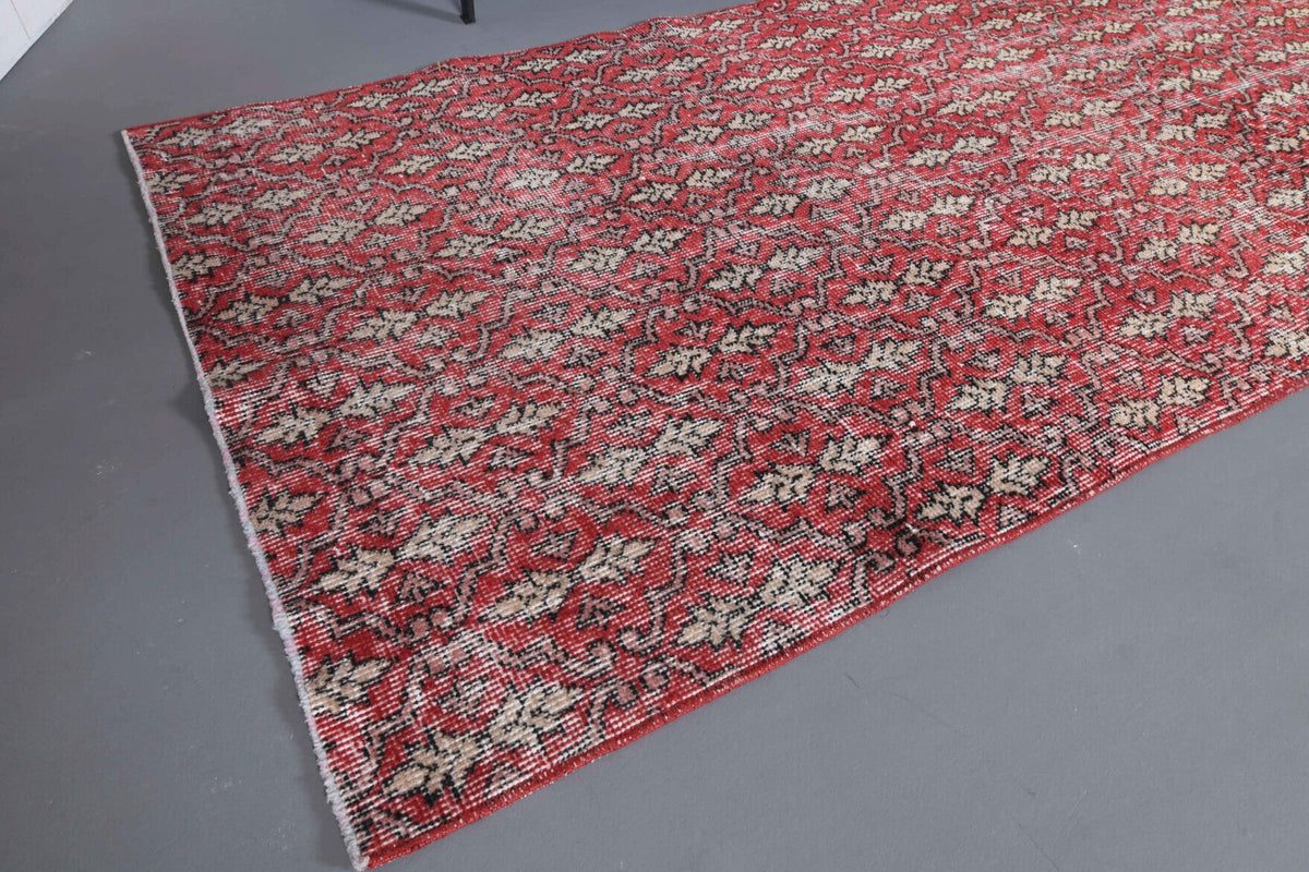El yapımı vintage yolluk 91x272 cm damask desenli yün - kenar ve saçak detayı