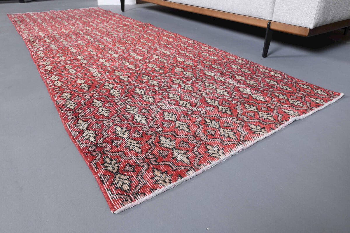 El yapımı vintage yolluk 91x272 cm damask desenli yün - üstten görünüm