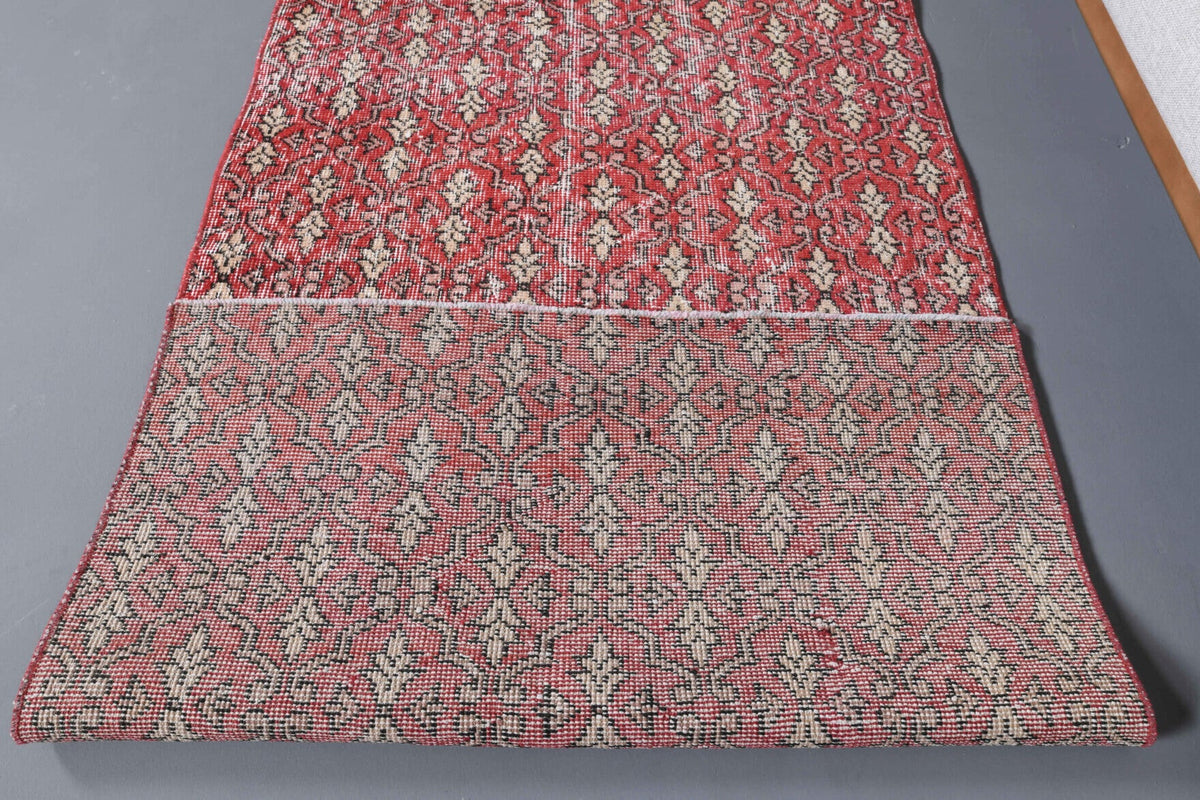 El yapımı vintage yolluk 91x272 cm damask desenli yün - açık alan görünümü