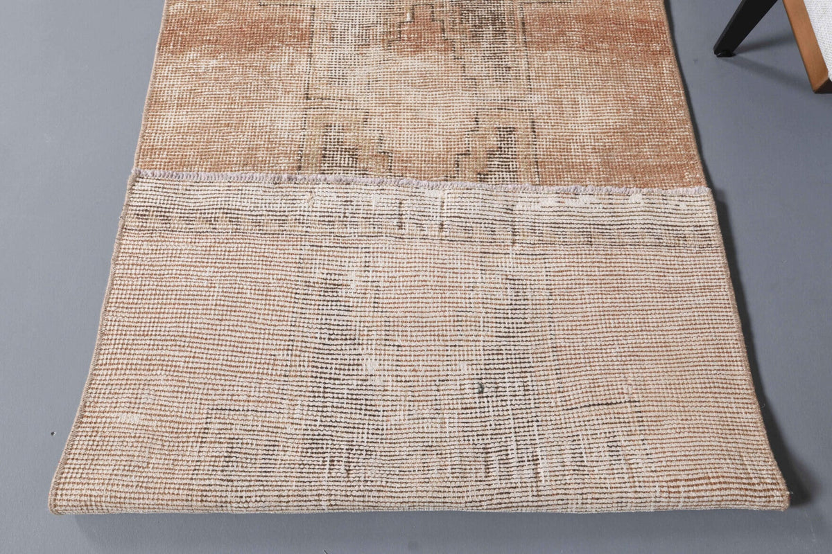 El yapımı vintage yolluk 79x361 cm geometrik desenli yün - açık alan görünümü
