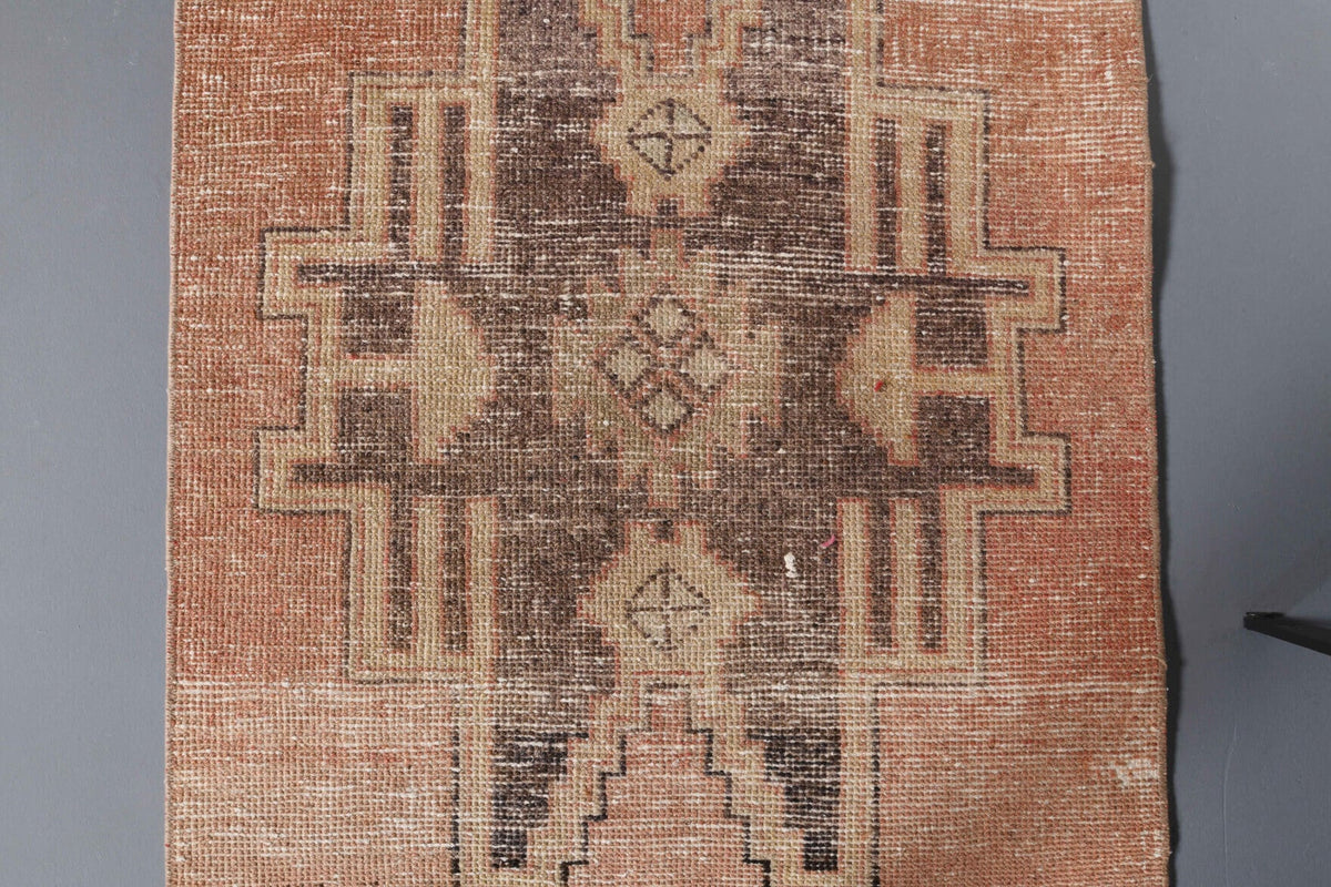 El yapımı vintage yolluk 79x361 cm geometrik desenli yün - farklı açıdan görünüm