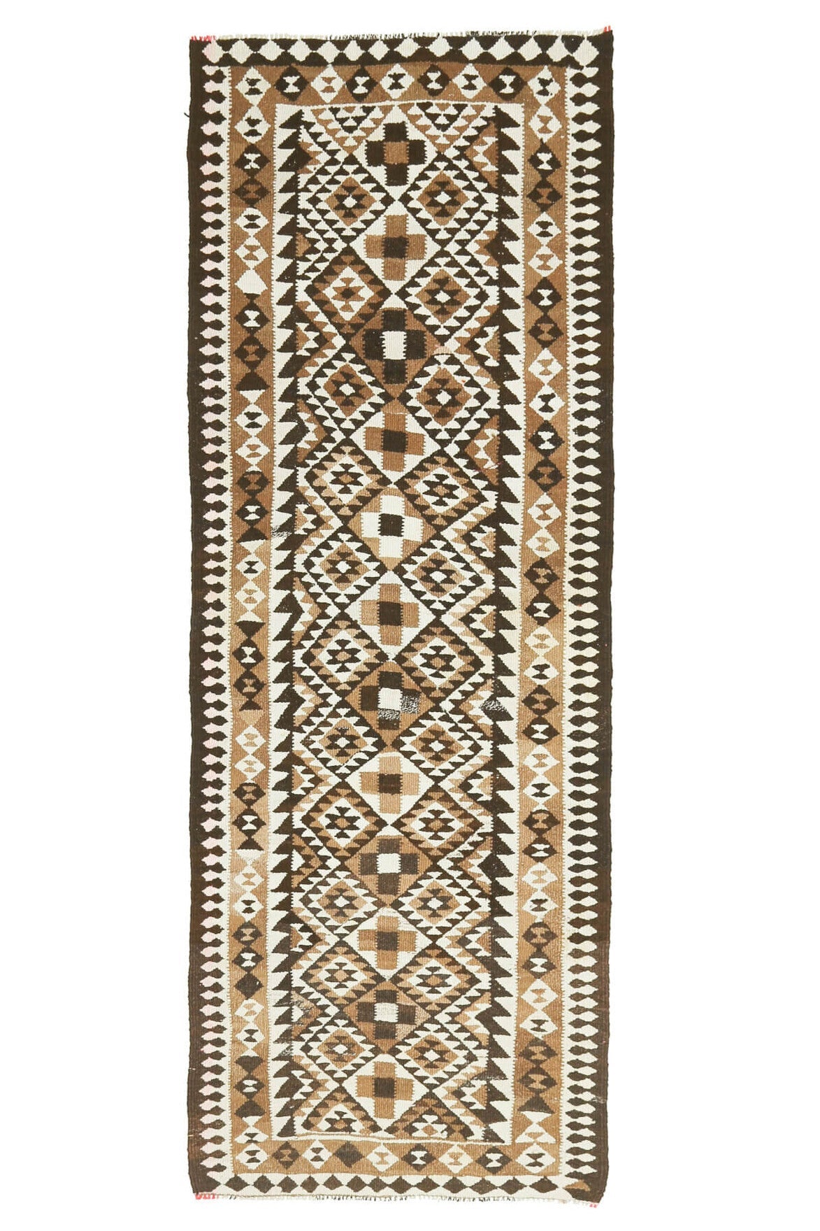 El yapımı vintage yolluk 97x284 cm i̇kat desenli yün