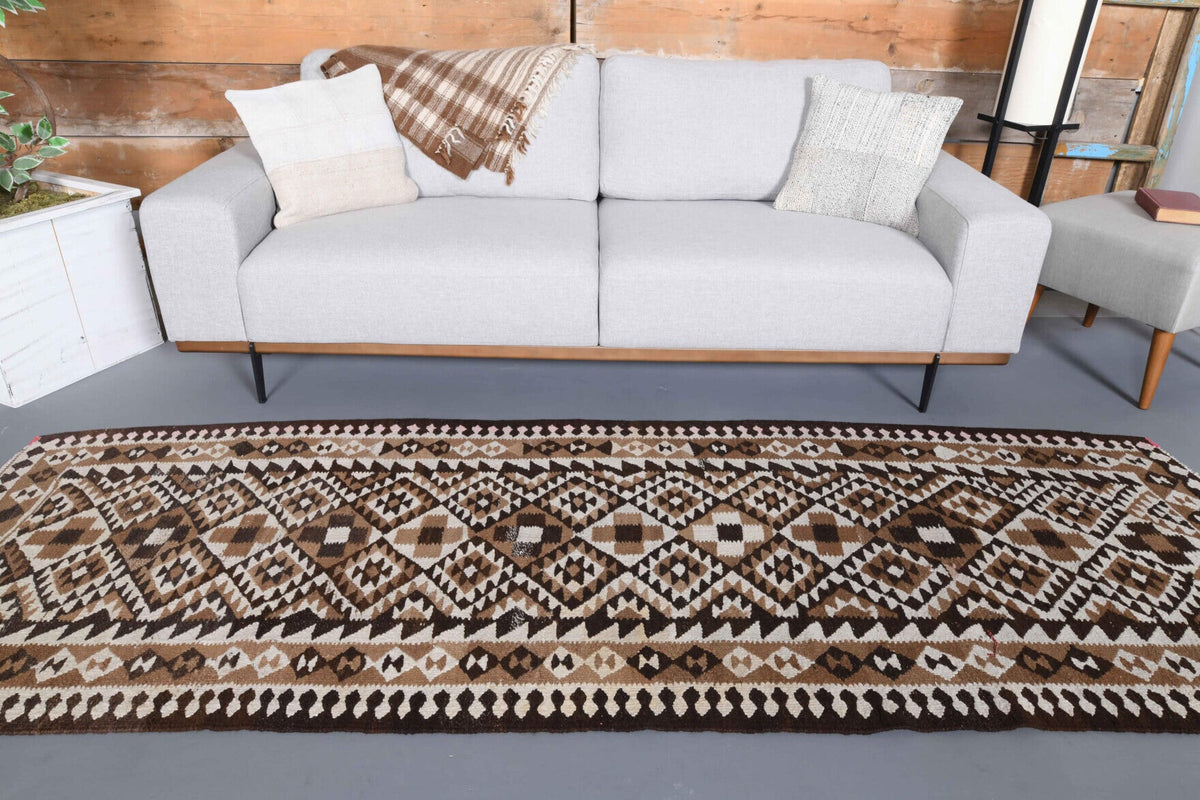 El yapımı vintage yolluk 97x284 cm i̇kat desenli yün - desen detayı