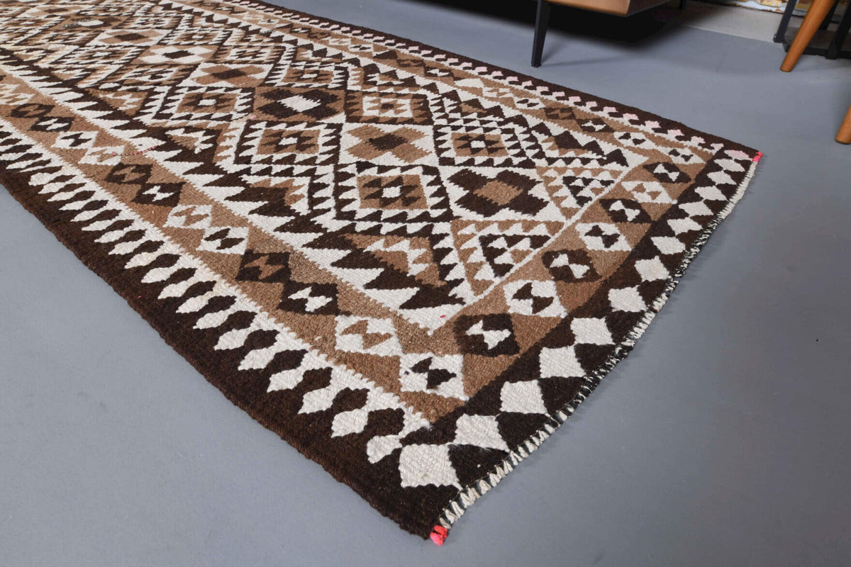 El yapımı vintage yolluk 97x284 cm i̇kat desenli yün - mekan görünümü