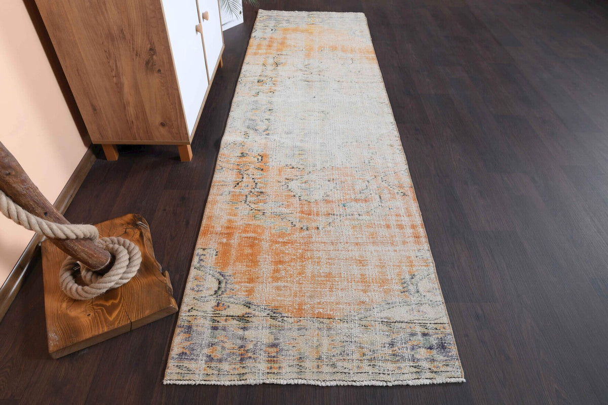 El yapımı vintage yolluk 79x274 cm oryantal desenli yün - detay görünümü