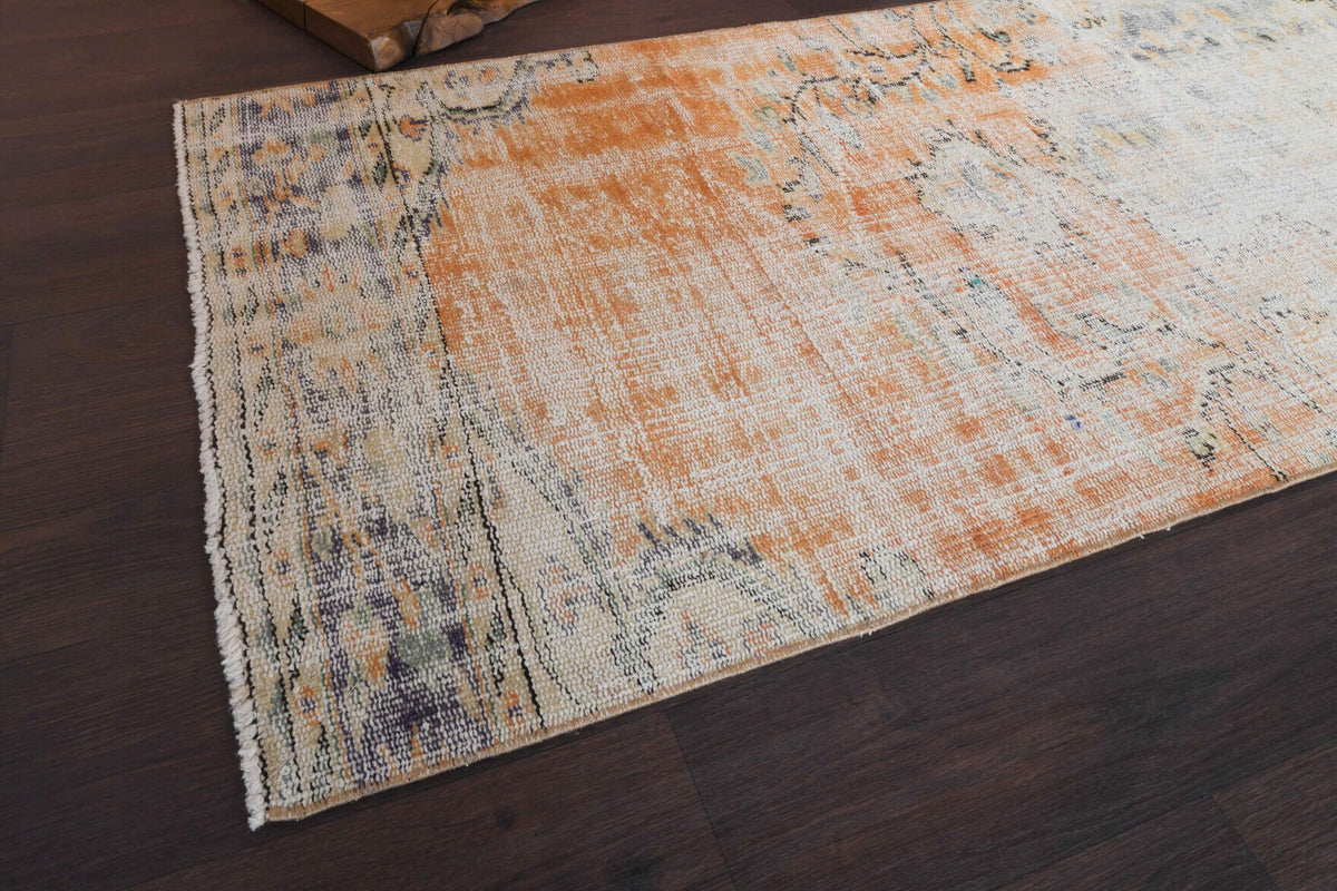 El yapımı vintage yolluk 79x274 cm oryantal desenli yün - kenar ve saçak detayı