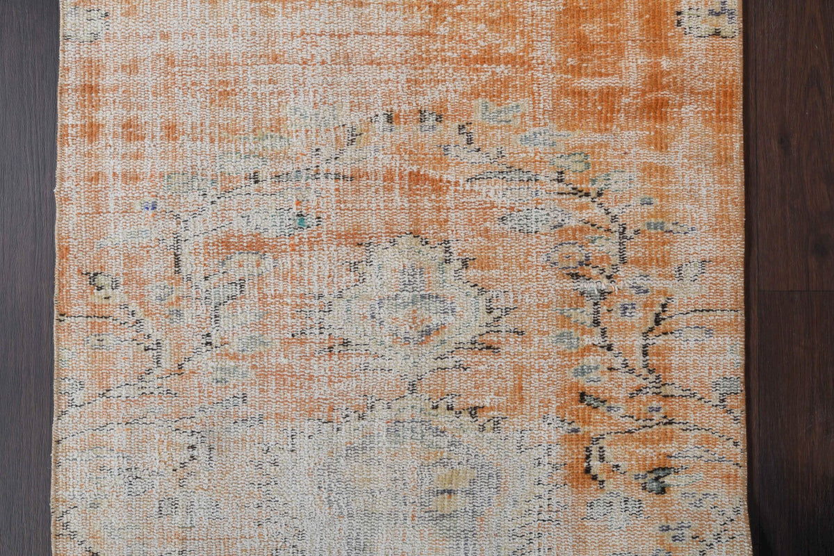 El yapımı vintage yolluk 79x274 cm oryantal desenli yün - üstten görünüm