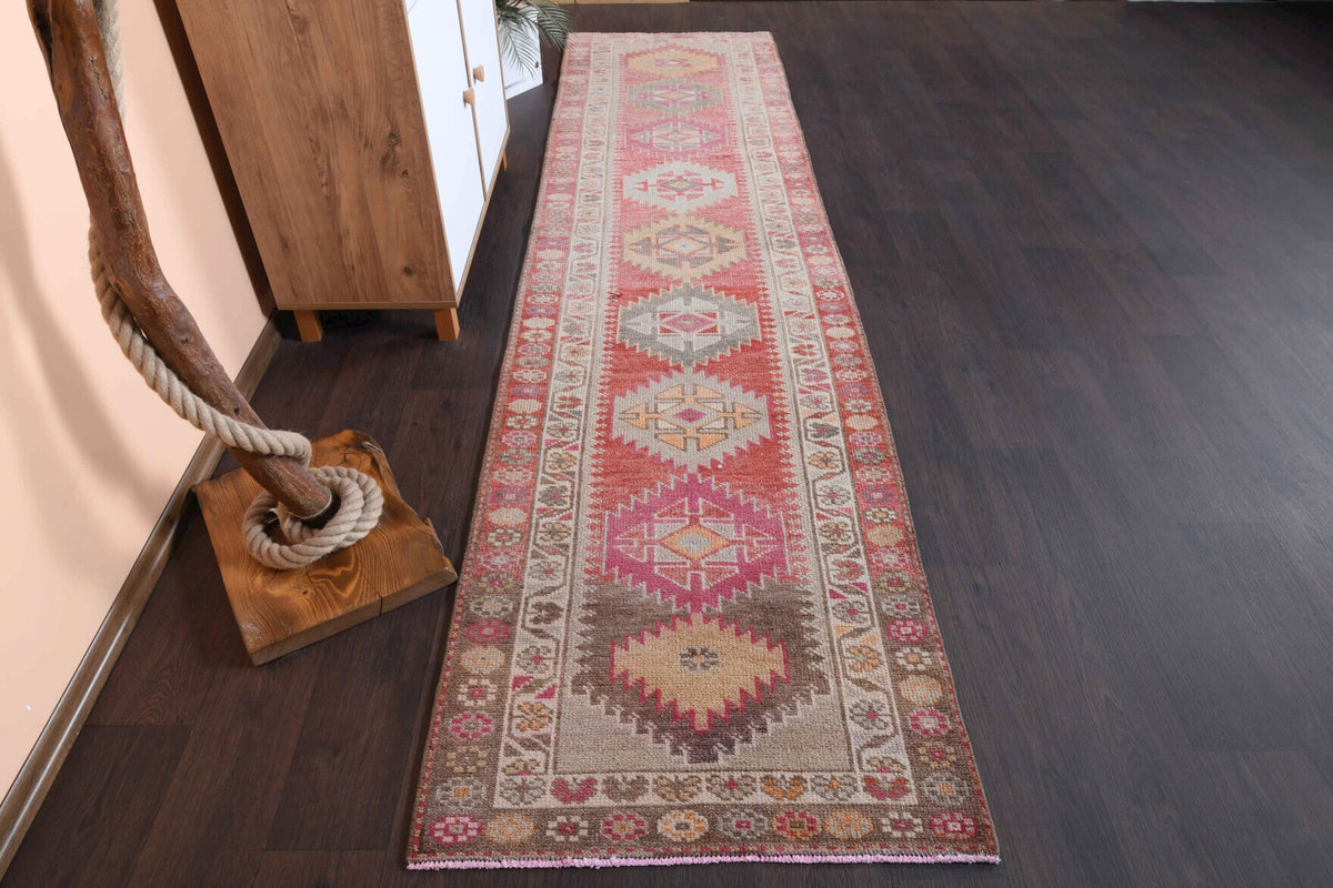 Hand-Knotted Vintage Runner Rug