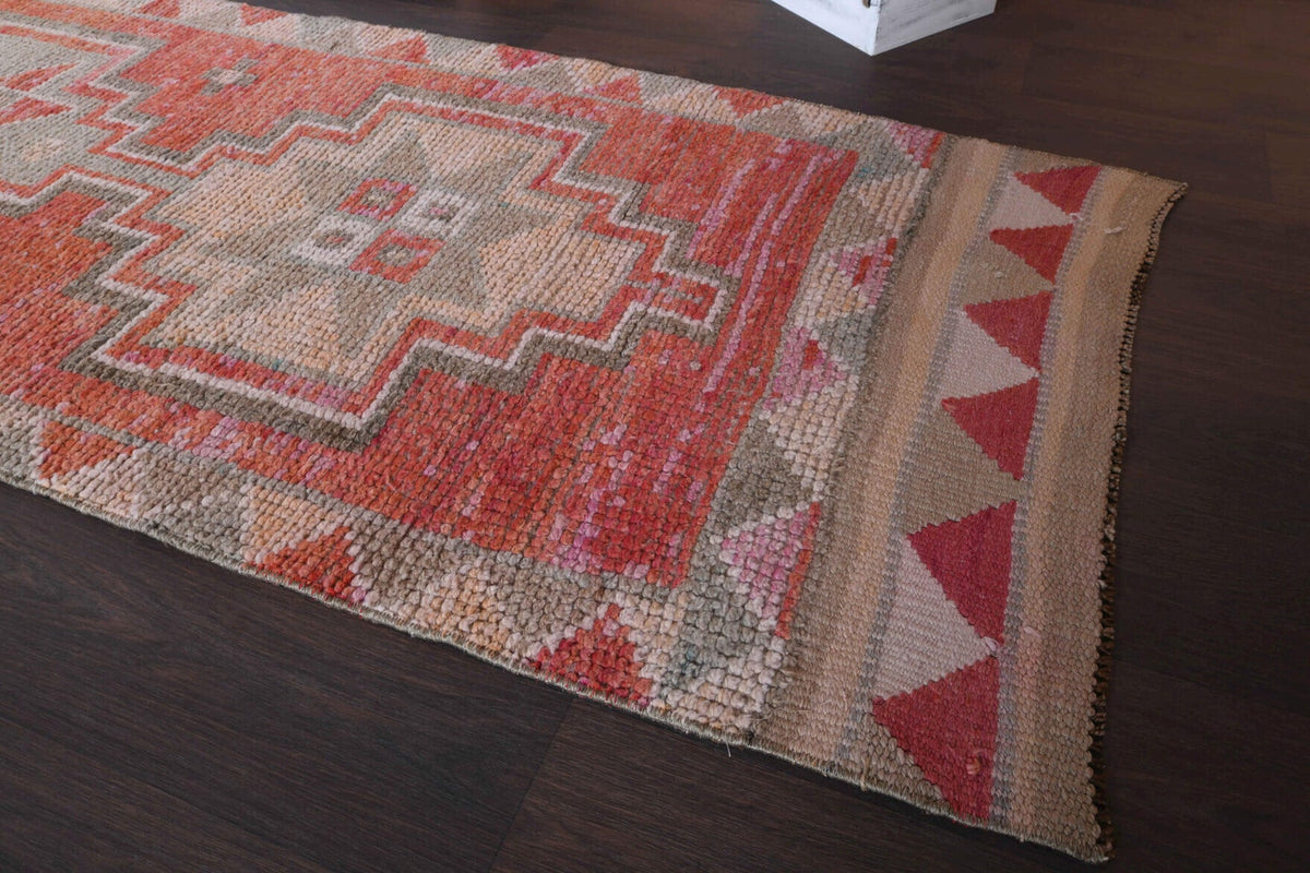 El yapımı vintage yolluk 91x307 cm geometrik desenli yün - mekan görünümü