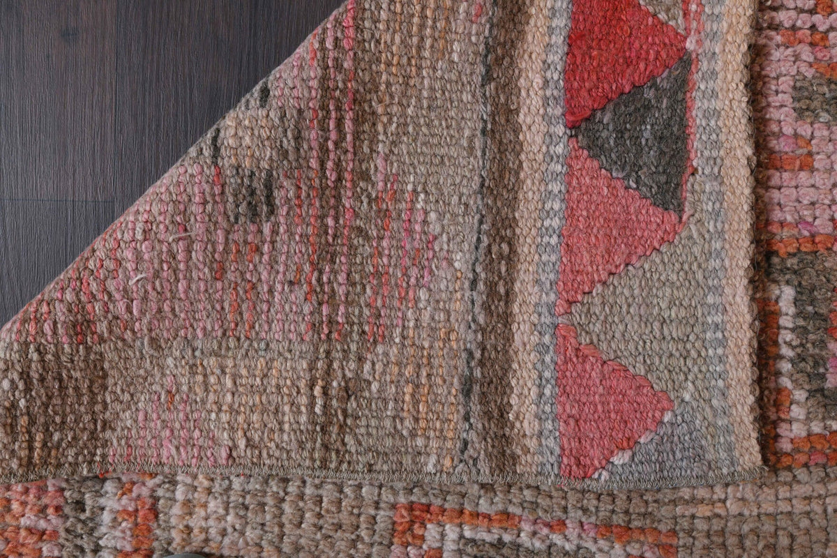 El yapımı vintage yolluk 91x307 cm geometrik desenli yün - farklı açıdan görünüm