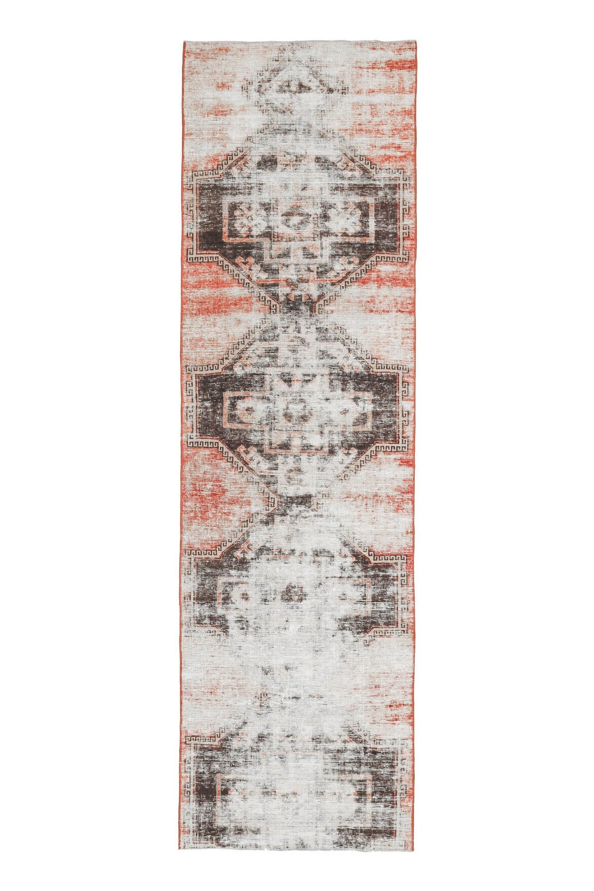 El yapımı vintage yolluk 79x277 cm oryantal desenli yün
