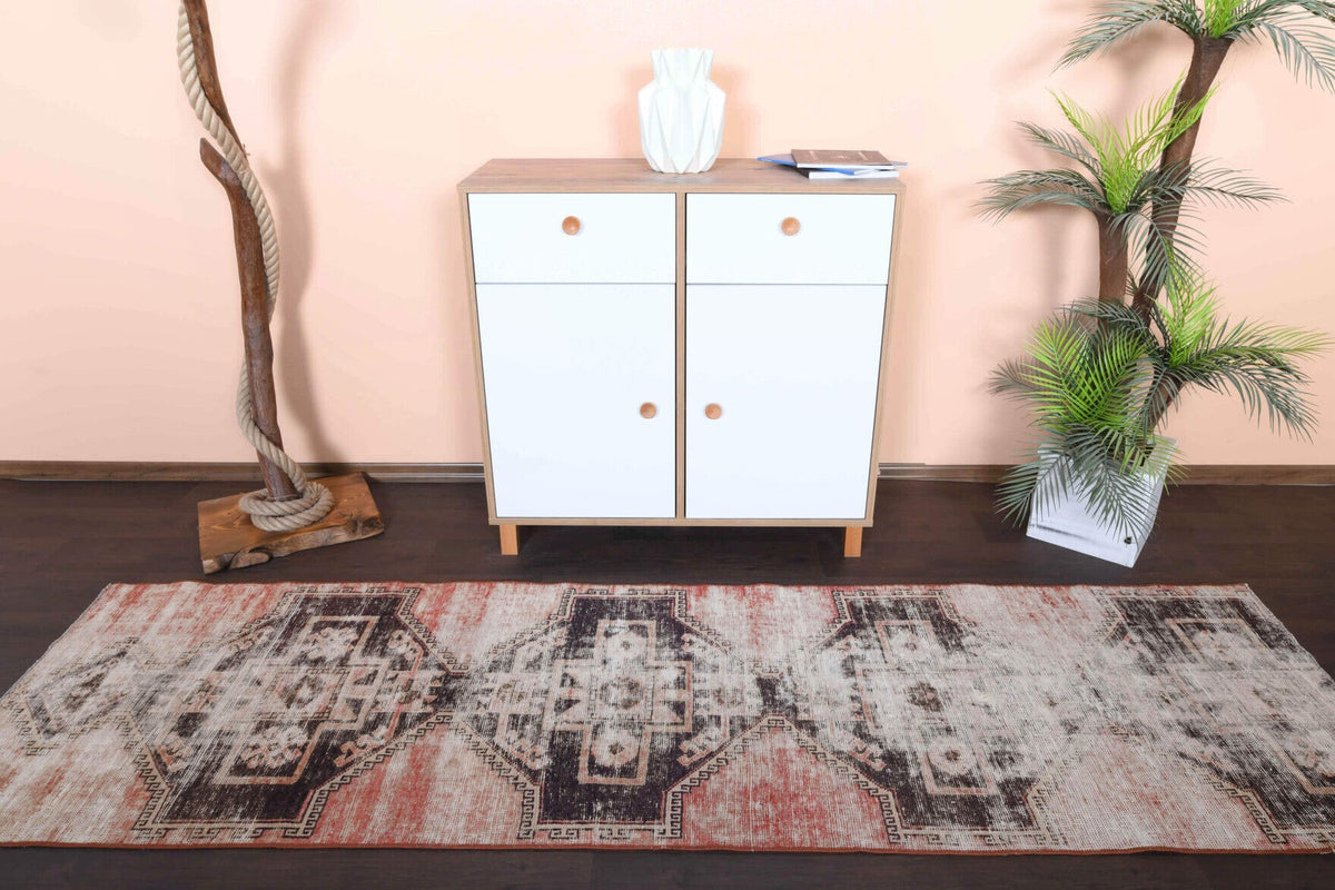 El yapımı vintage yolluk 79x277 cm oryantal desenli yün - desen detayı
