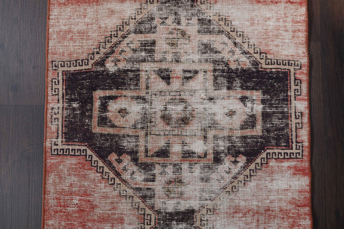 El yapımı vintage yolluk 79x277 cm oryantal desenli yün - üstten görünüm