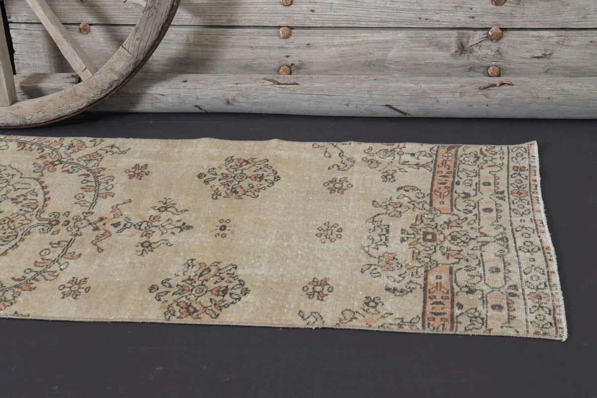 El yapımı vintage yolluk 79x310 cm çiçek desenli desenli yün - mekan görünümü