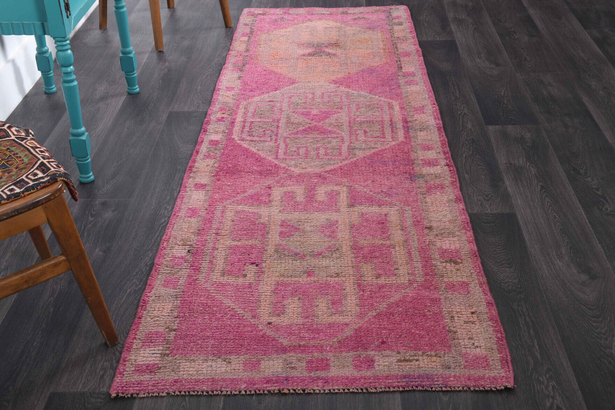 El yapımı vintage yolluk 91x272 cm oryantal desenli yün - detay görünümü