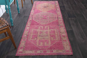 El yapımı vintage yolluk 91x272 cm oryantal desenli yün - detay görünümü