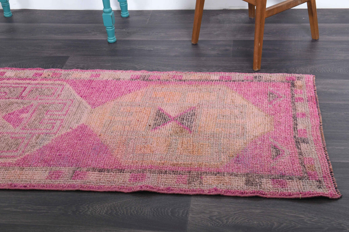 El yapımı vintage yolluk 91x272 cm oryantal desenli yün - mekan görünümü