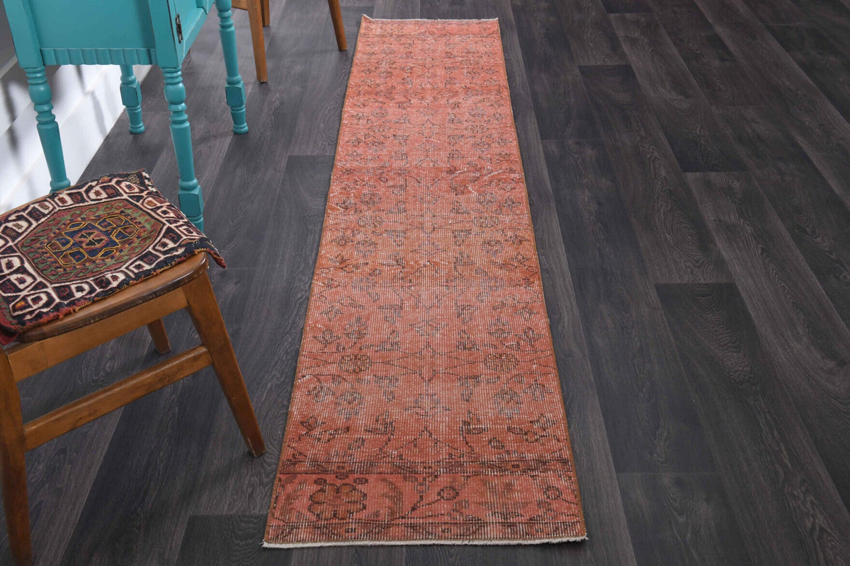 Red Floral Vintage Anatolian Runner Rug
