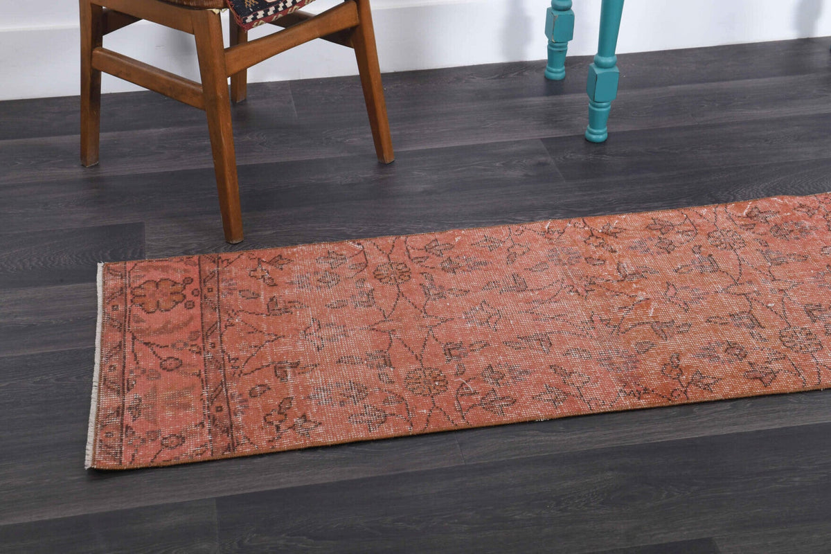 Red Floral Vintage Anatolian Runner Rug