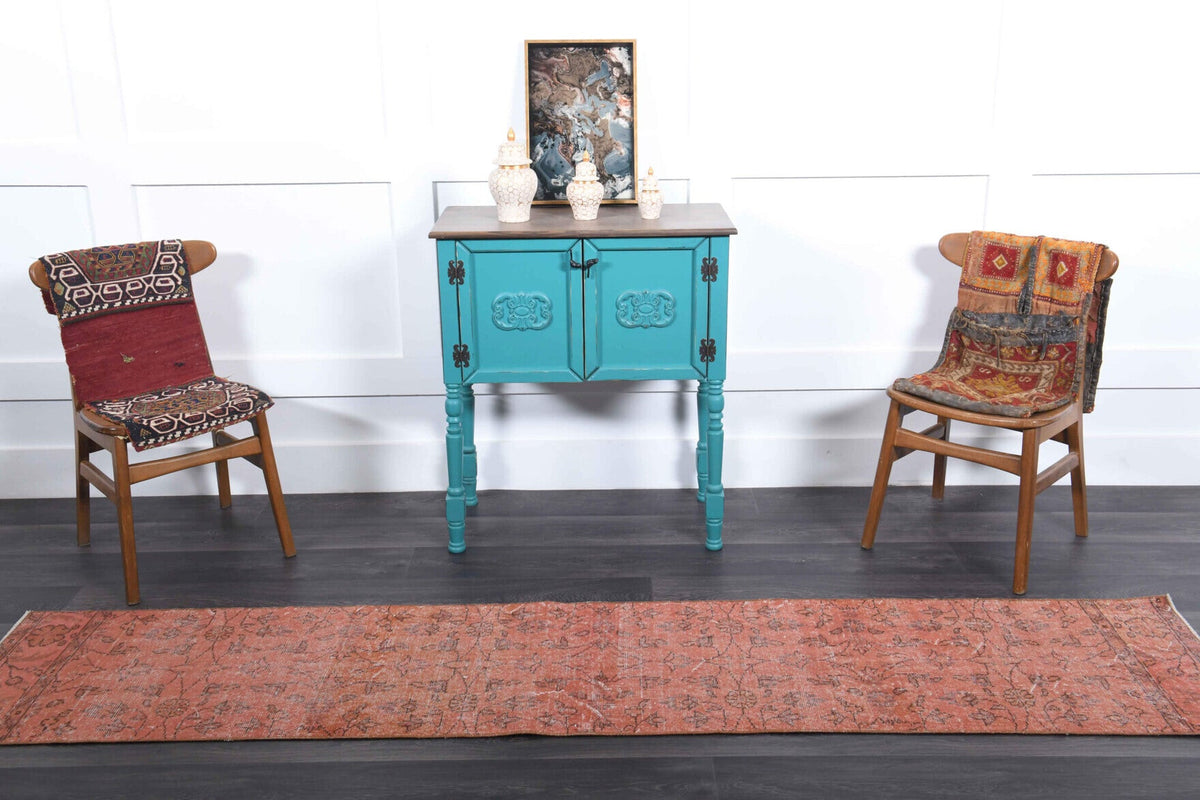 Red Floral Vintage Anatolian Runner Rug
