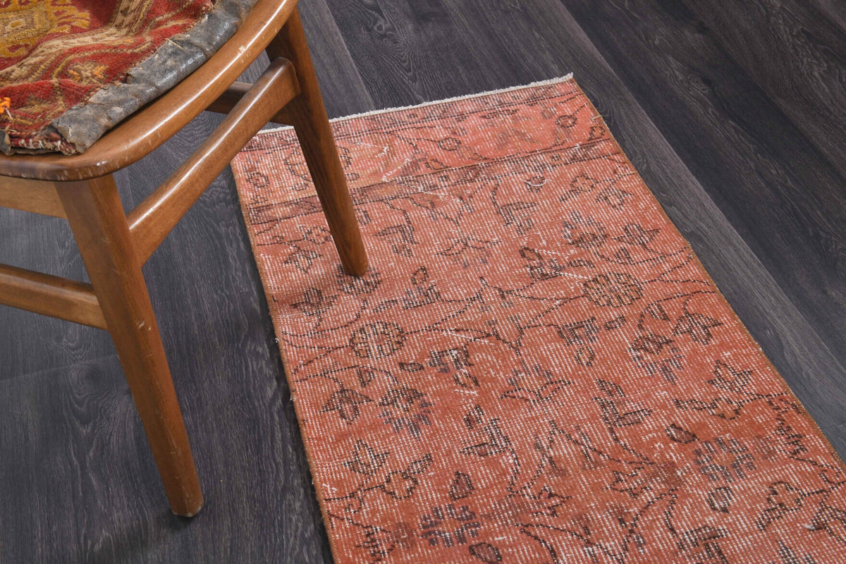 Red Floral Vintage Anatolian Runner Rug