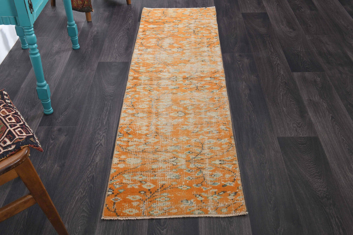 Orange Vintage Oushak Runner Rug