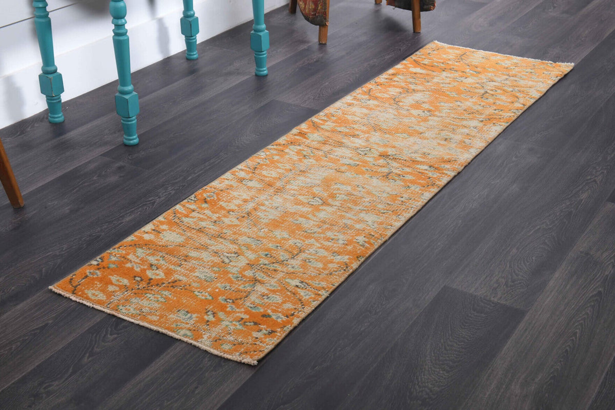 Orange Vintage Oushak Runner Rug