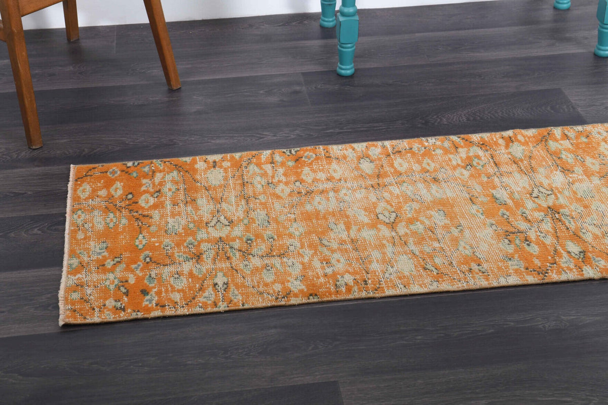 Orange Vintage Oushak Runner Rug