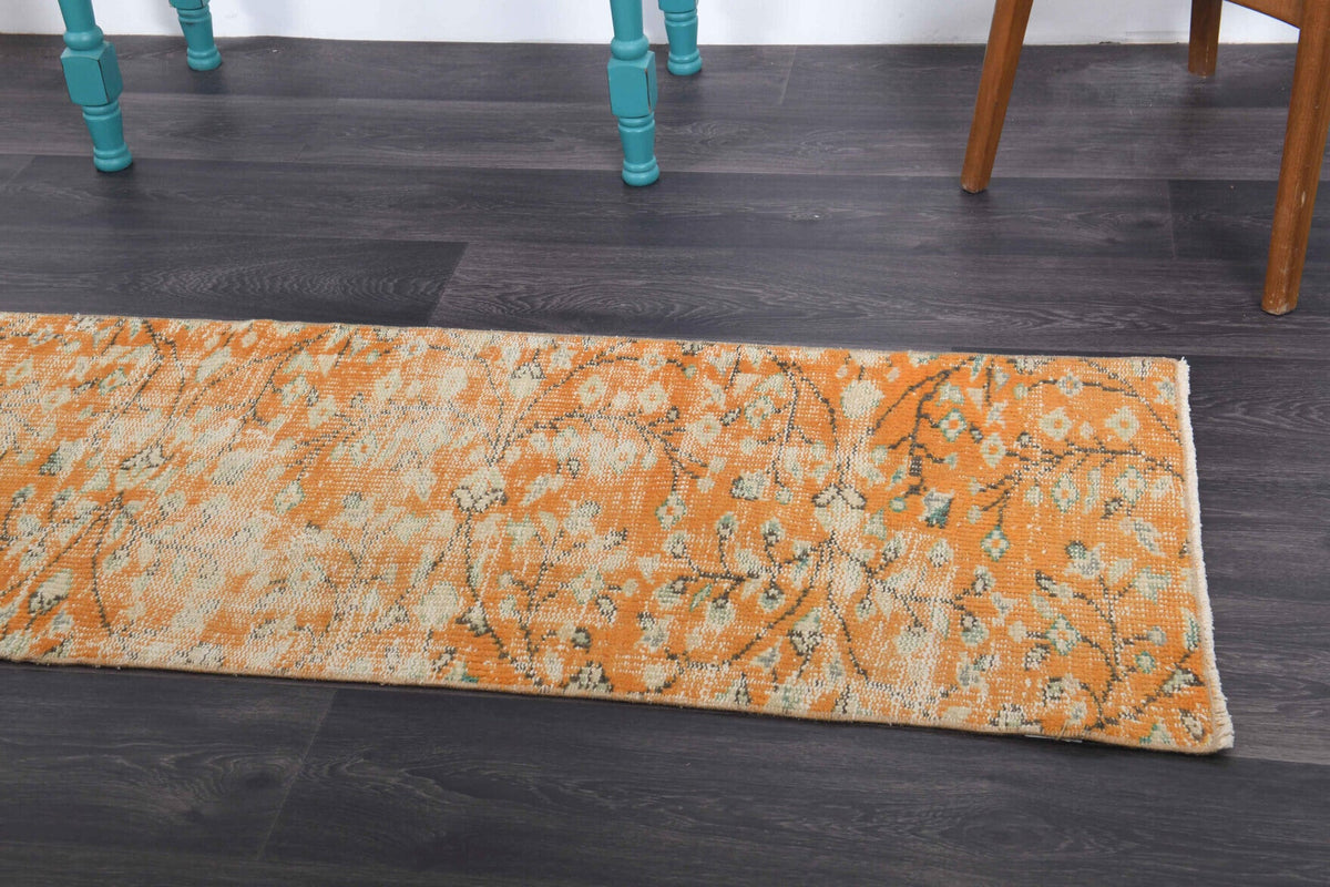Orange Vintage Oushak Runner Rug