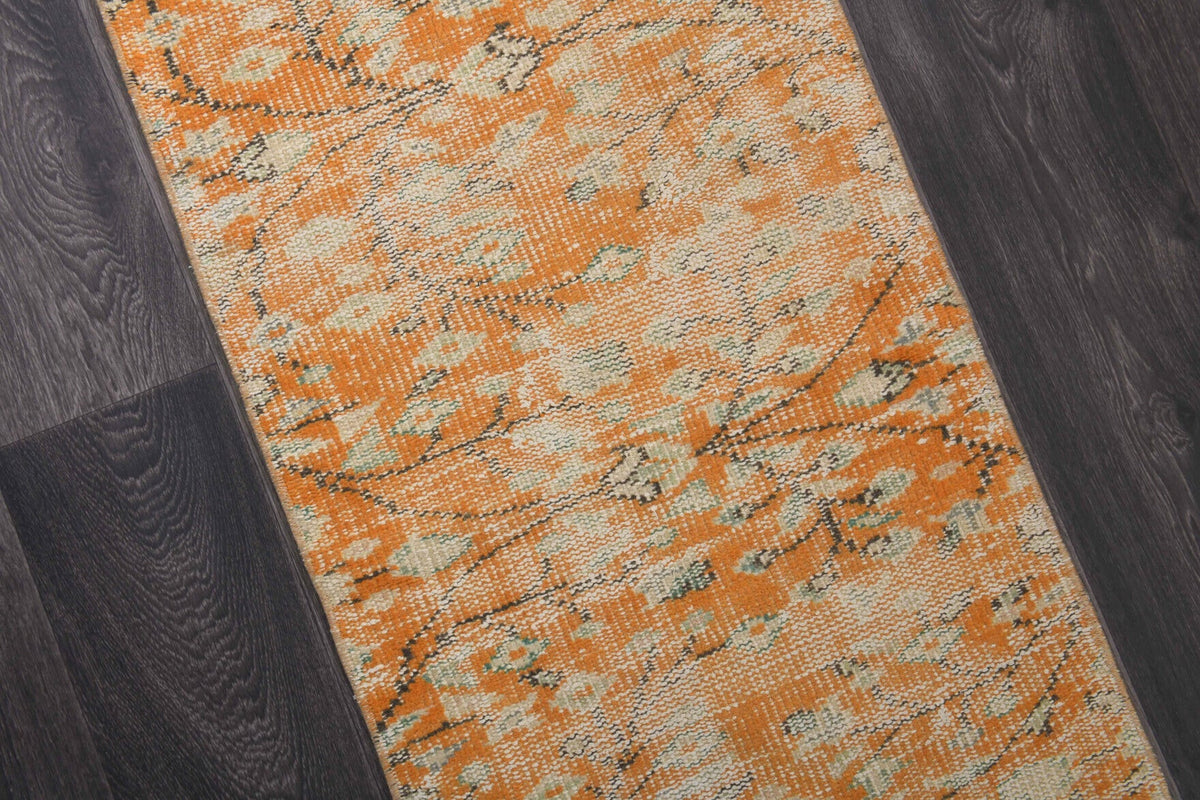 Orange Vintage Oushak Runner Rug