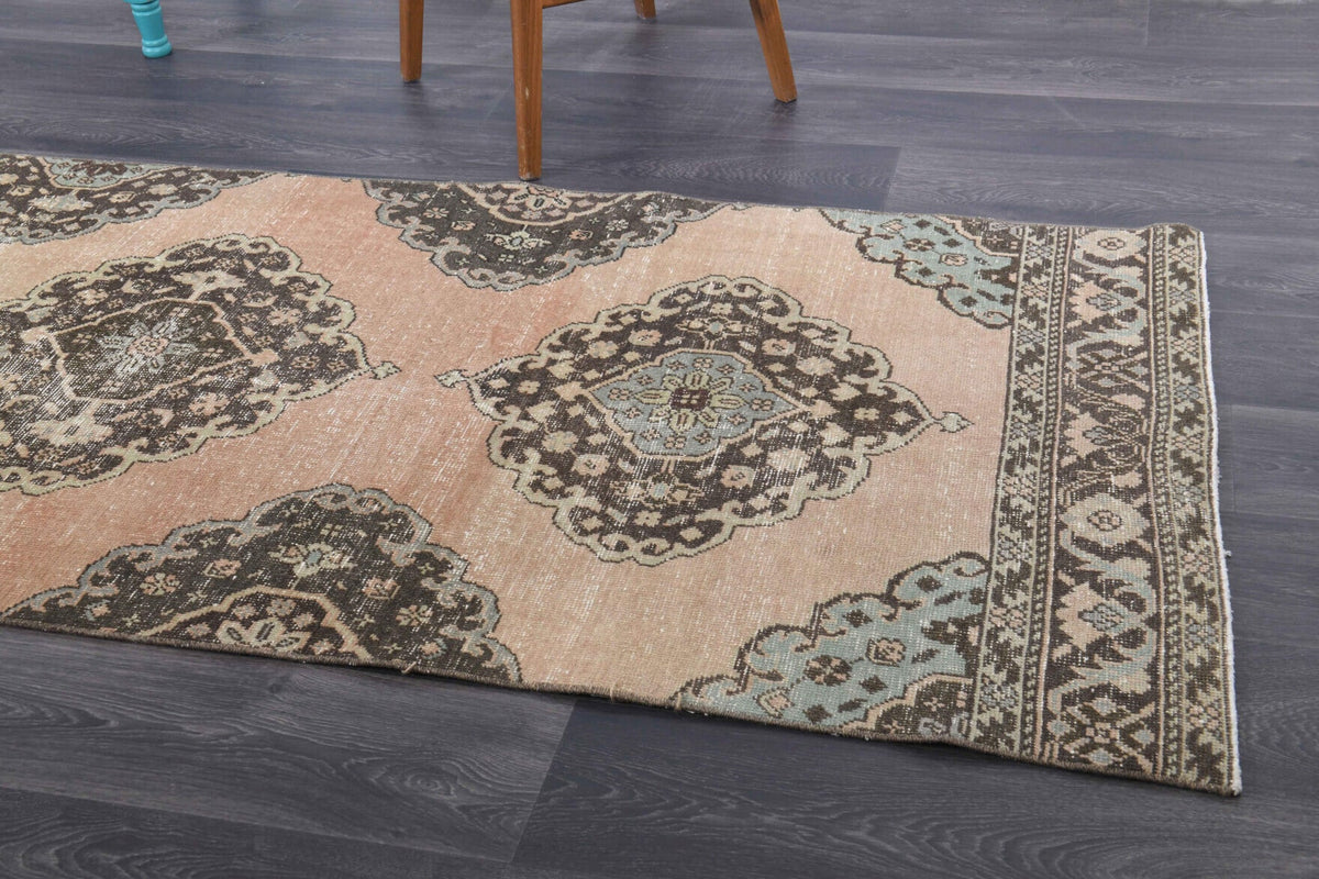 El yapımı vintage yolluk 97x394 cm i̇kat desenli yün - mekan görünümü