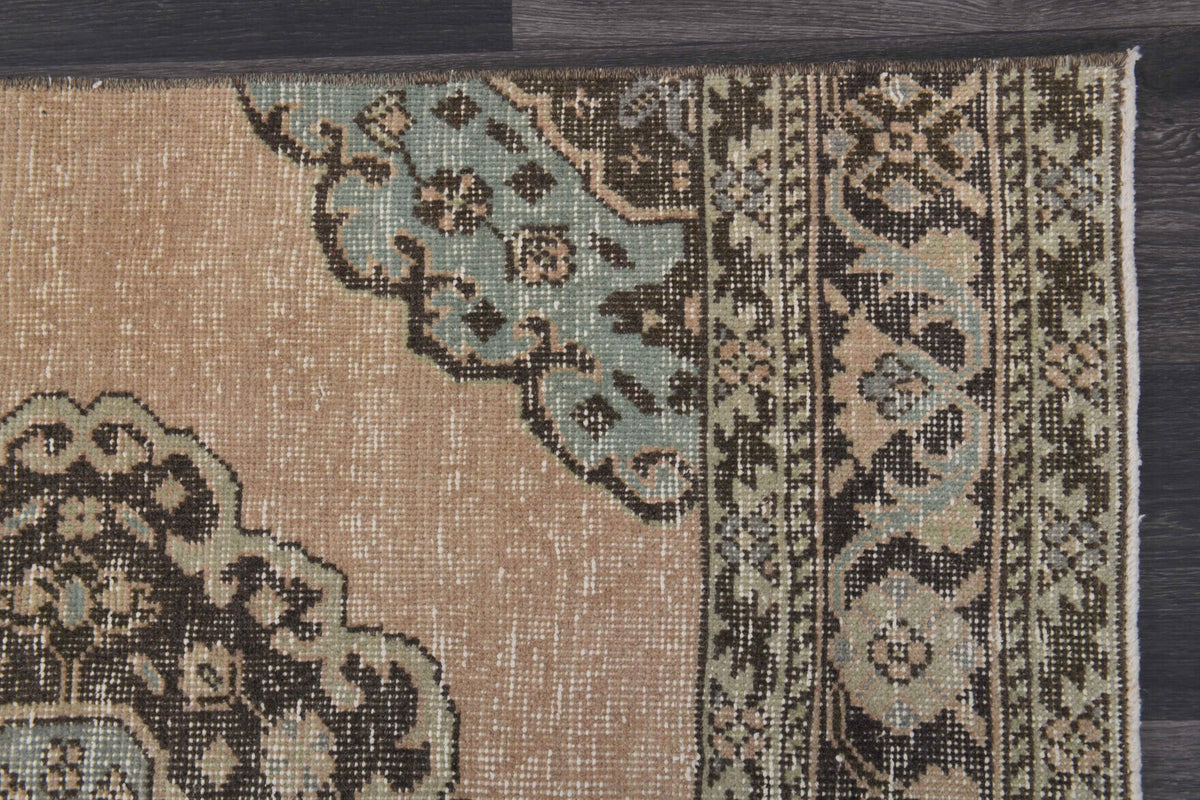 El yapımı vintage yolluk 97x394 cm i̇kat desenli yün - açık alan görünümü