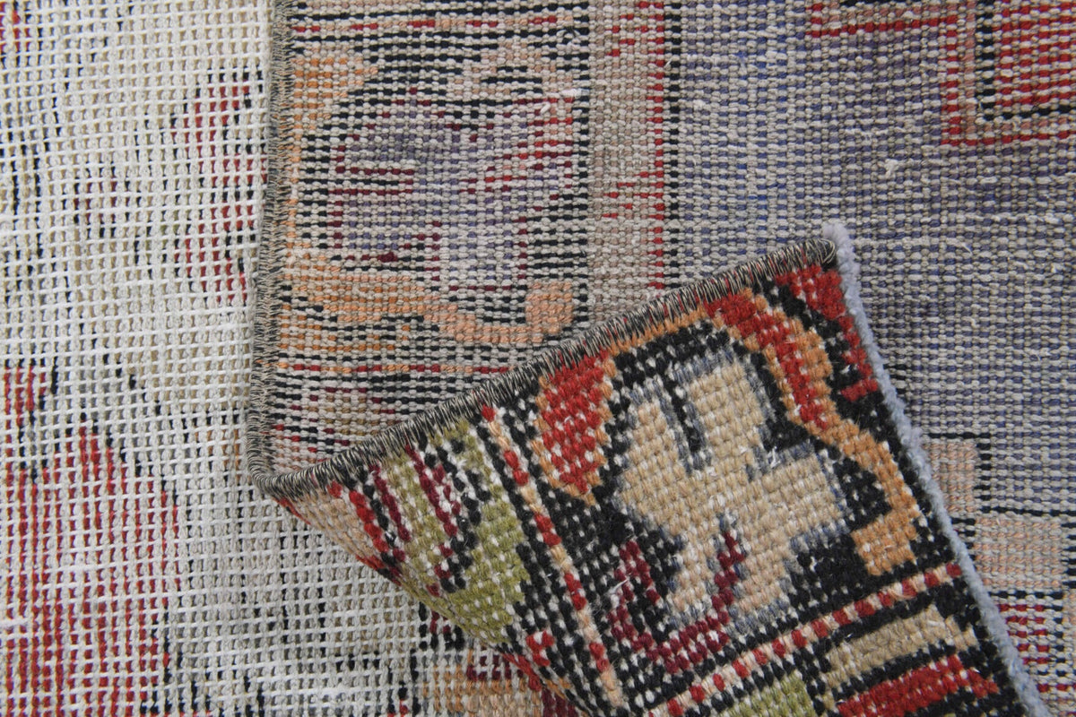El yapımı vintage yolluk 74x264 cm soyut desenli yün - farklı açıdan görünüm
