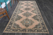 El yapımı vintage yolluk 147x381 cm tribal desenli yün - detay görünümü