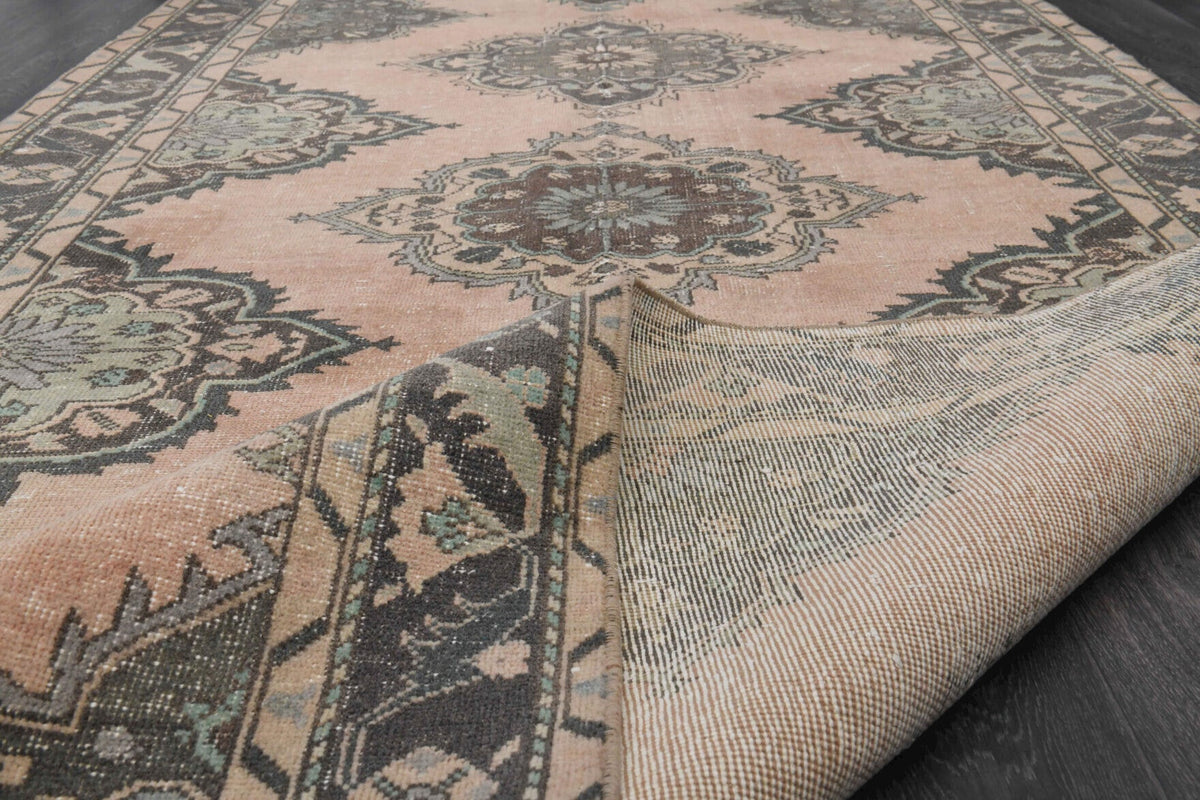 El yapımı vintage yolluk 147x381 cm tribal desenli yün - üstten görünüm