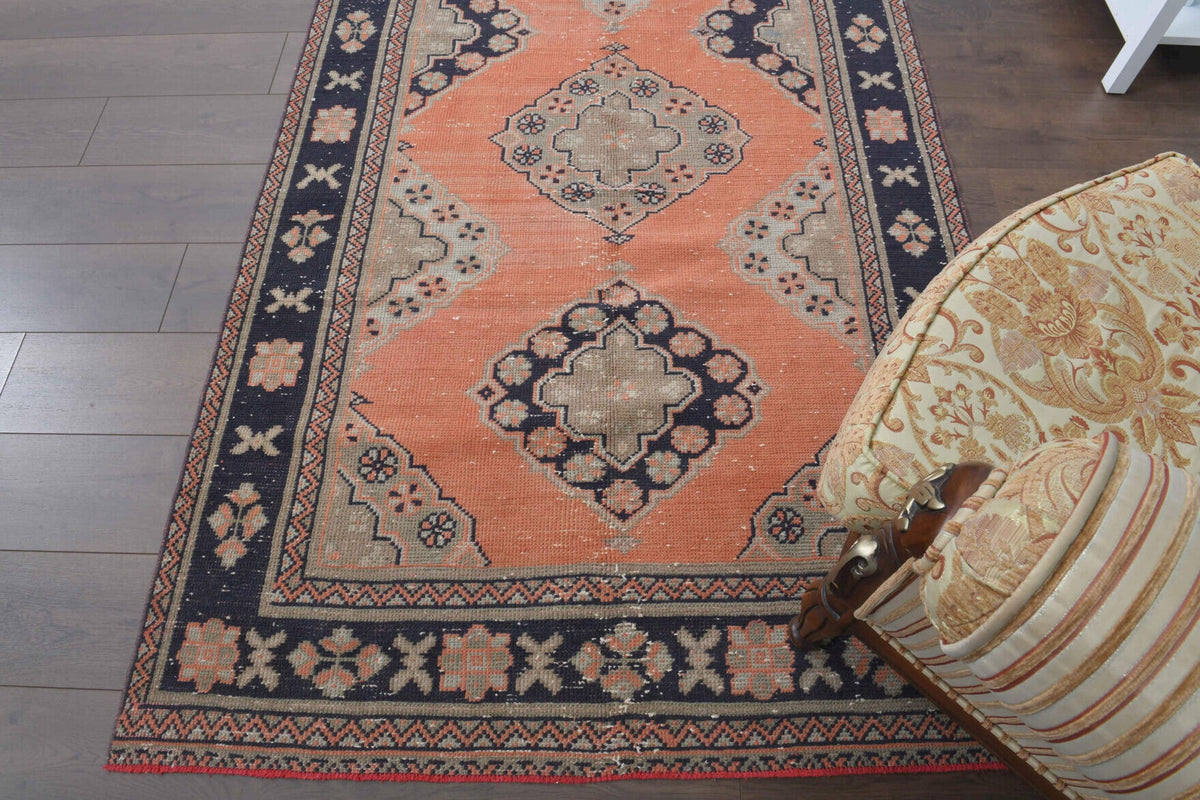 El yapımı vintage yolluk 132x340 cm oryantal desenli yün - desen detayı