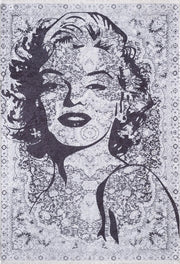 Siyah Beyaz Marilyn Monroe Portreli Sanatsal Tasarım Halı