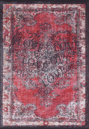Kırmızı Kalp ve "LOVE" Yazılı Vintage Temalı Modern Halı