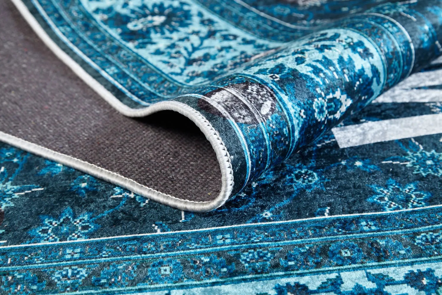 Mavi "WATER DROP" Yazılı Modern Halı