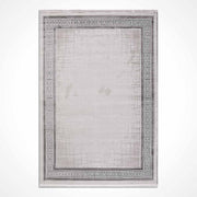 Gri Çerçeveli Yunan Anahtarı Desenli Modern Halı