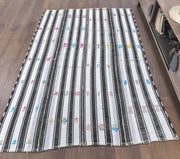El yapımı vintage halı 147x216 cm çizgili desenli yün - detay görünümü