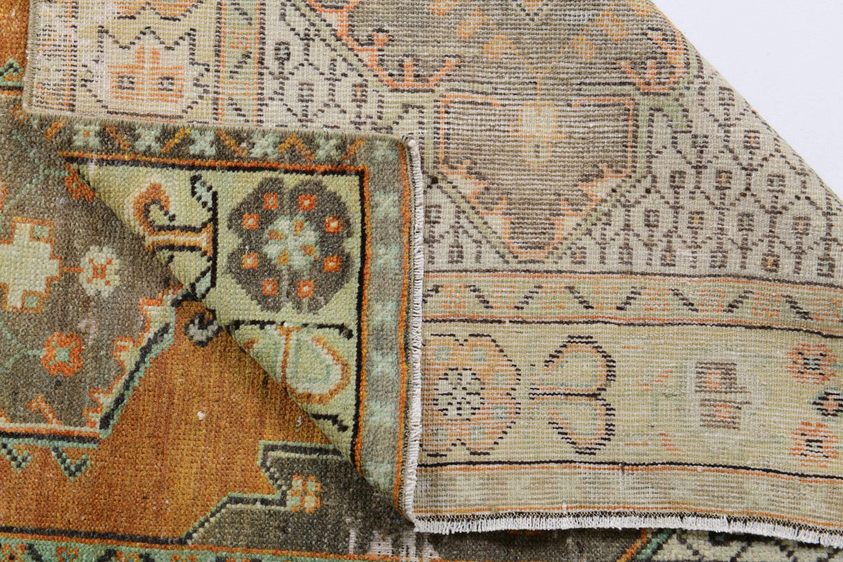 Vintage Oushak Area Double-Motifed Rug